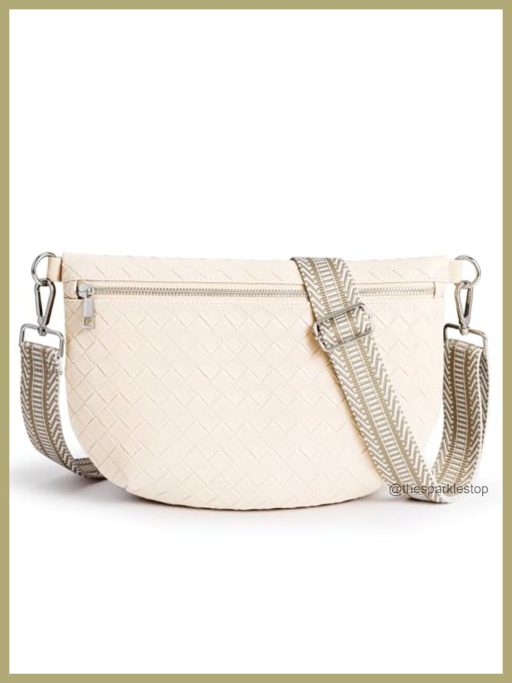 Faux Leather Woven Crossbody Bag Fanny Pack for Women Vegan Bum Bag Sling